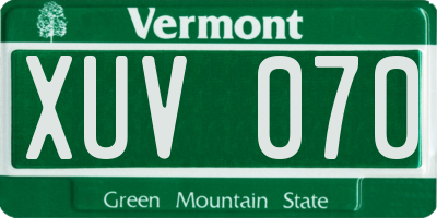 VT license plate XUV070