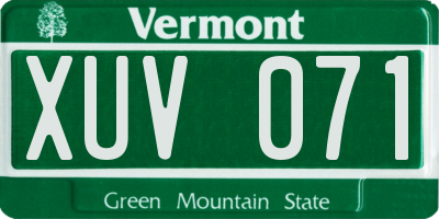 VT license plate XUV071