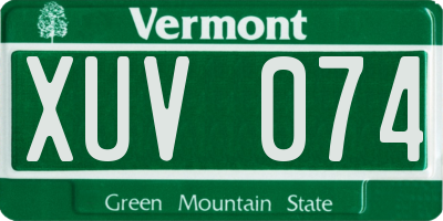 VT license plate XUV074