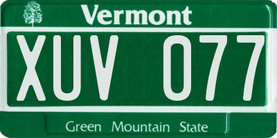 VT license plate XUV077