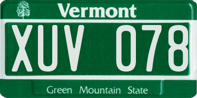 VT license plate XUV078