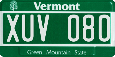 VT license plate XUV080