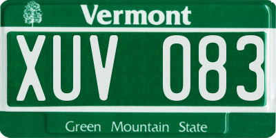 VT license plate XUV083