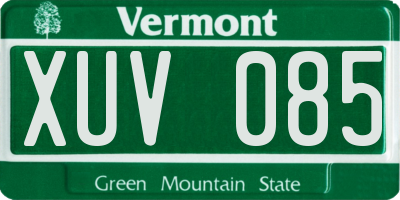 VT license plate XUV085