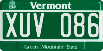 VT license plate XUV086