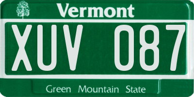 VT license plate XUV087