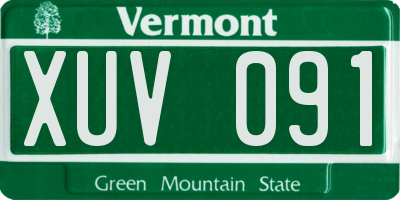 VT license plate XUV091