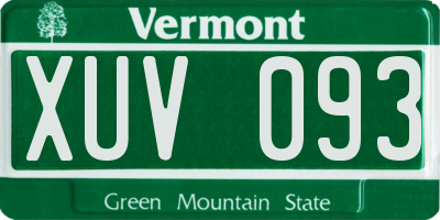 VT license plate XUV093