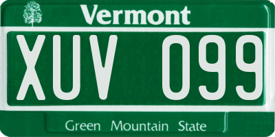 VT license plate XUV099