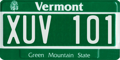 VT license plate XUV101