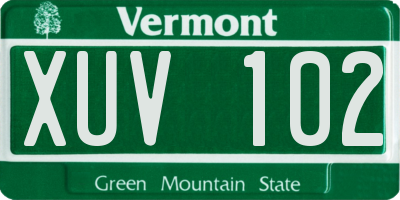 VT license plate XUV102
