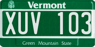 VT license plate XUV103