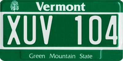 VT license plate XUV104