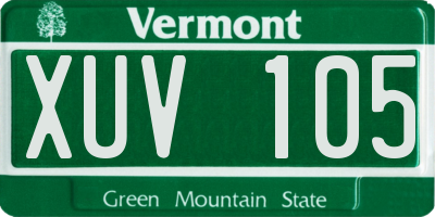 VT license plate XUV105