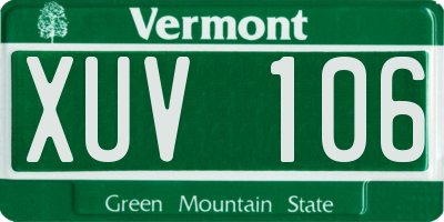 VT license plate XUV106