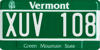 VT license plate XUV108