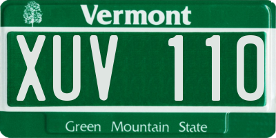 VT license plate XUV110