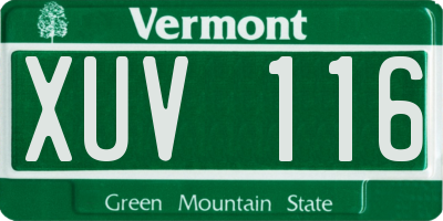 VT license plate XUV116