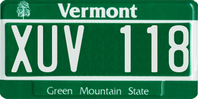 VT license plate XUV118