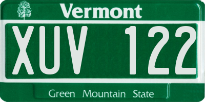 VT license plate XUV122