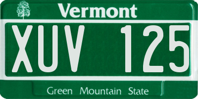 VT license plate XUV125
