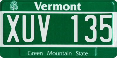 VT license plate XUV135