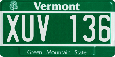 VT license plate XUV136