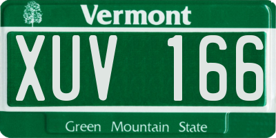 VT license plate XUV166