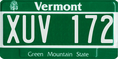 VT license plate XUV172