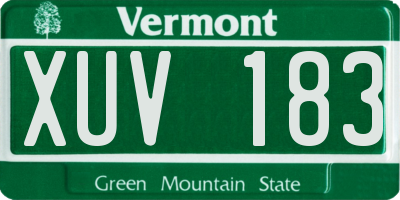 VT license plate XUV183