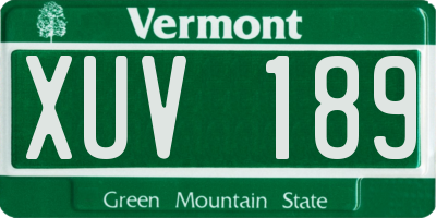 VT license plate XUV189