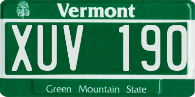 VT license plate XUV190