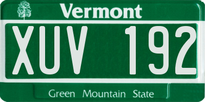 VT license plate XUV192
