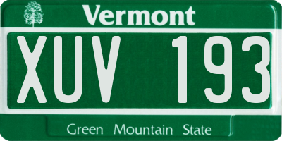 VT license plate XUV193