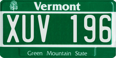 VT license plate XUV196