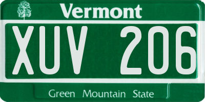 VT license plate XUV206