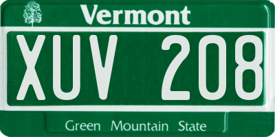 VT license plate XUV208