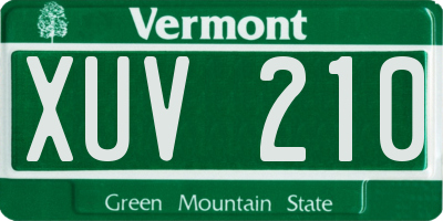 VT license plate XUV210
