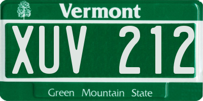 VT license plate XUV212