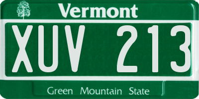 VT license plate XUV213