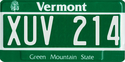 VT license plate XUV214