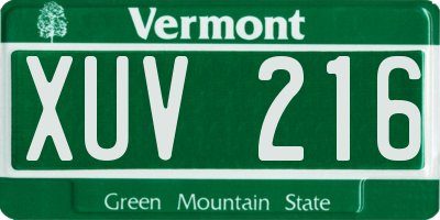 VT license plate XUV216