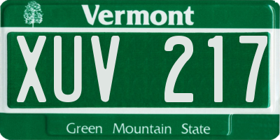 VT license plate XUV217