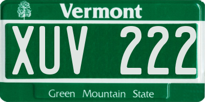 VT license plate XUV222