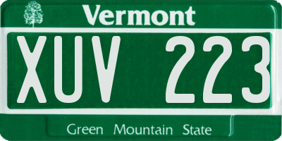 VT license plate XUV223