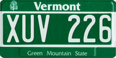 VT license plate XUV226