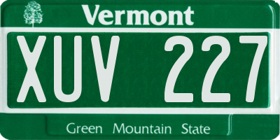 VT license plate XUV227