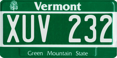 VT license plate XUV232