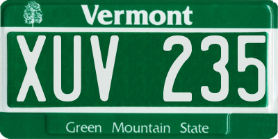 VT license plate XUV235