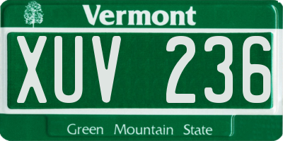 VT license plate XUV236